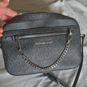 Michael Kors Charcoal Crossbody Bag with Chain Detail